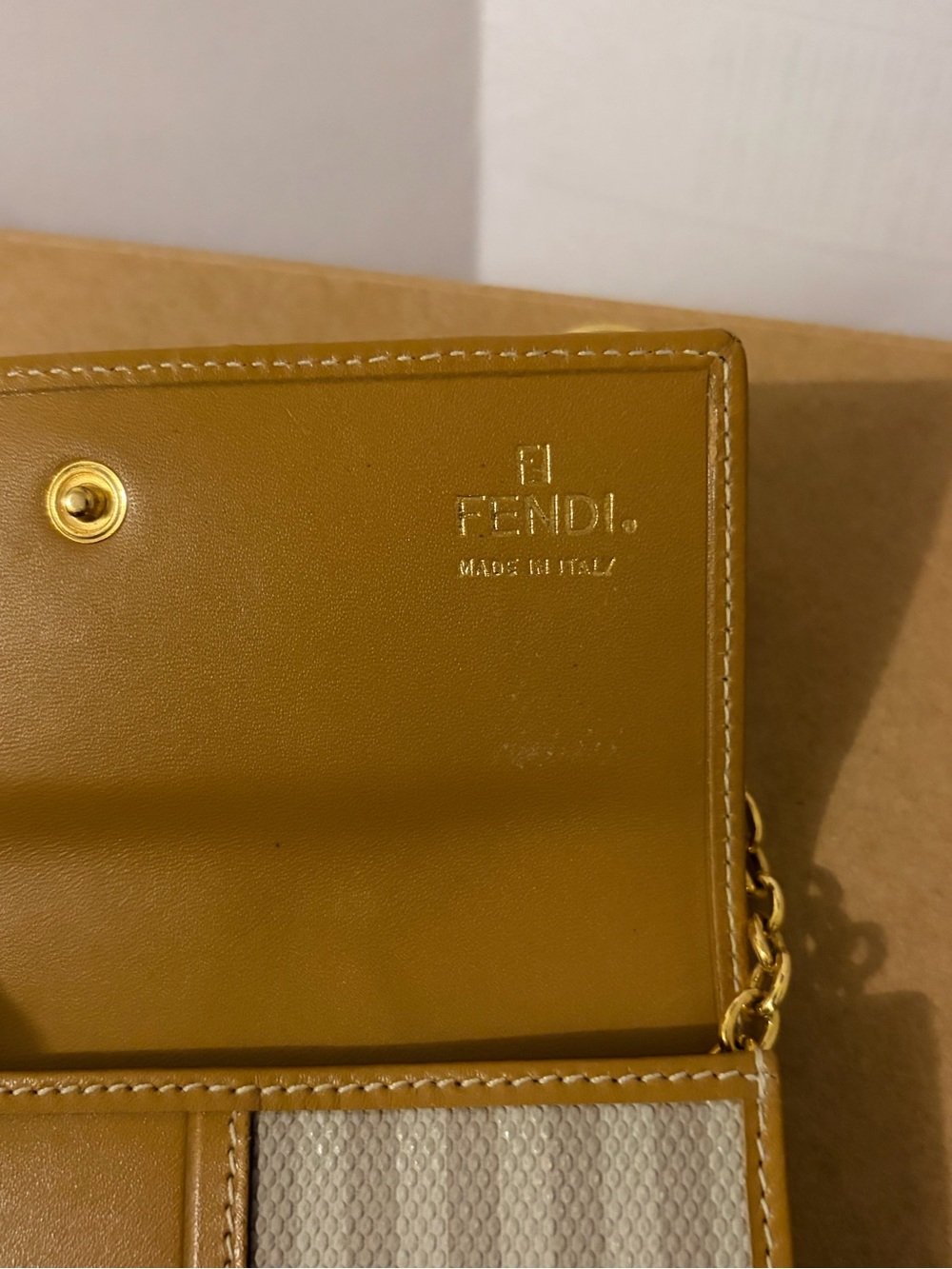 Vintage Fendi Canvas Leather Wallet Keychain image 5